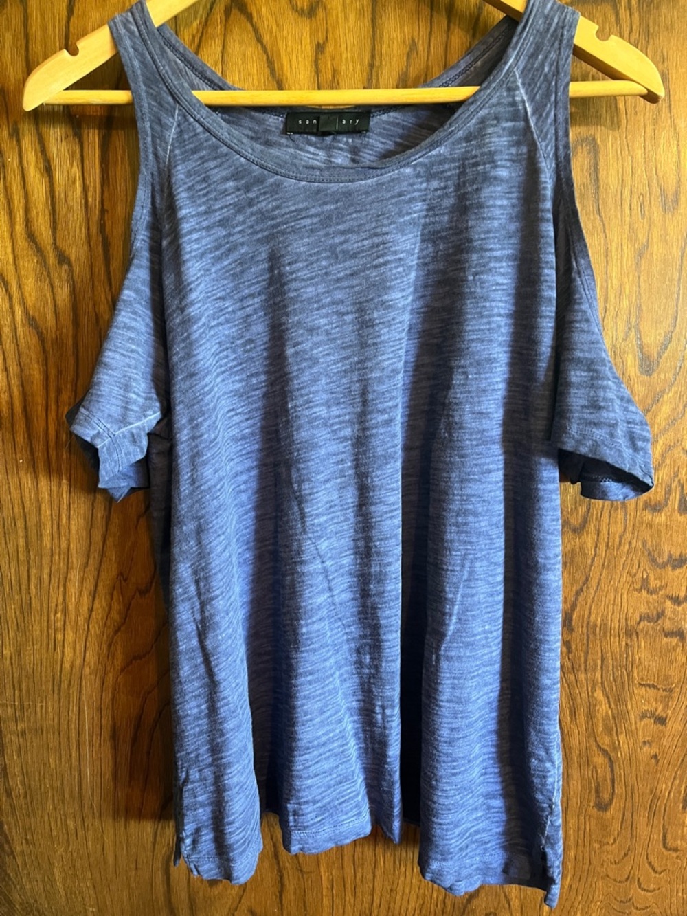 Sanctuary Heathered Blue Cold-Shoulder Short Sleeve Tee
